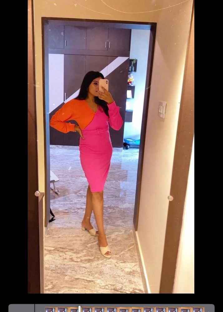 Urbanic Pink Wrap Midi Party Dress