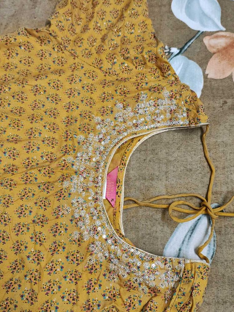 Mustard Frock Kurti Wid Beautiful Broad Border