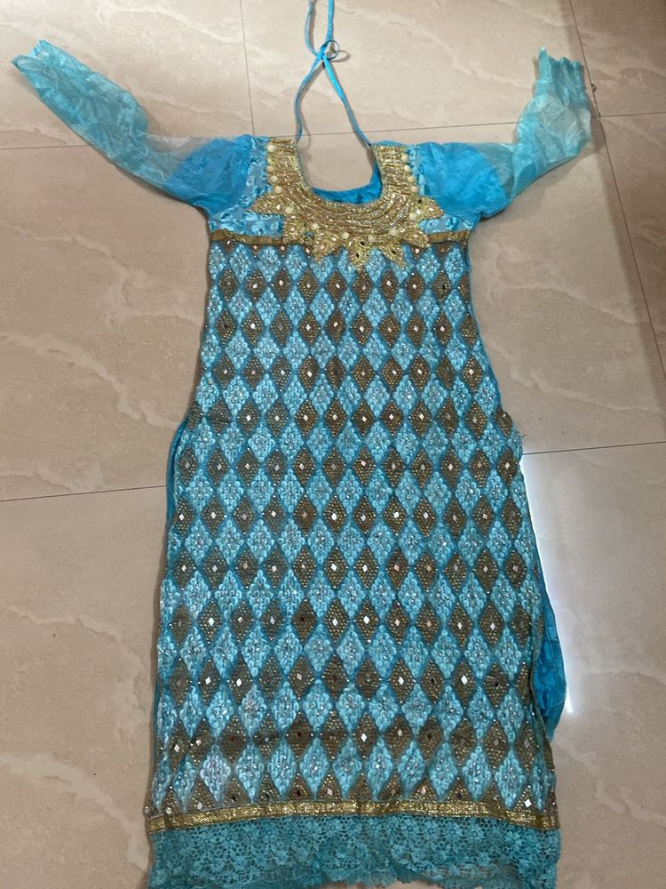 Daimond Studed Blue Colour Kurti