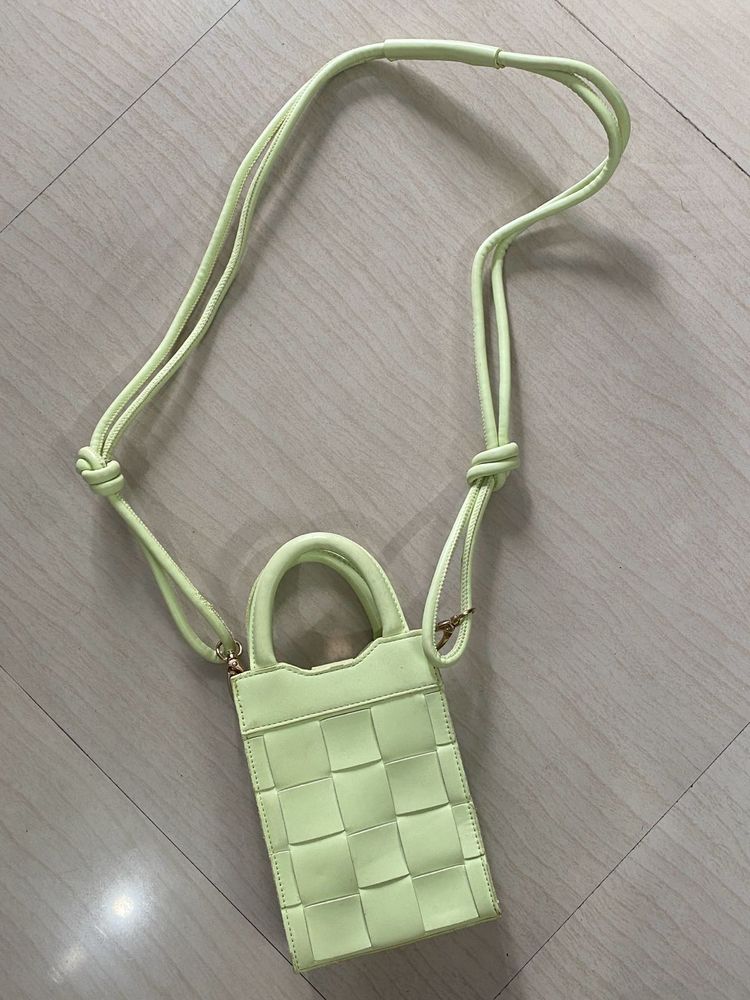 Lime Green Woven Mini Bag