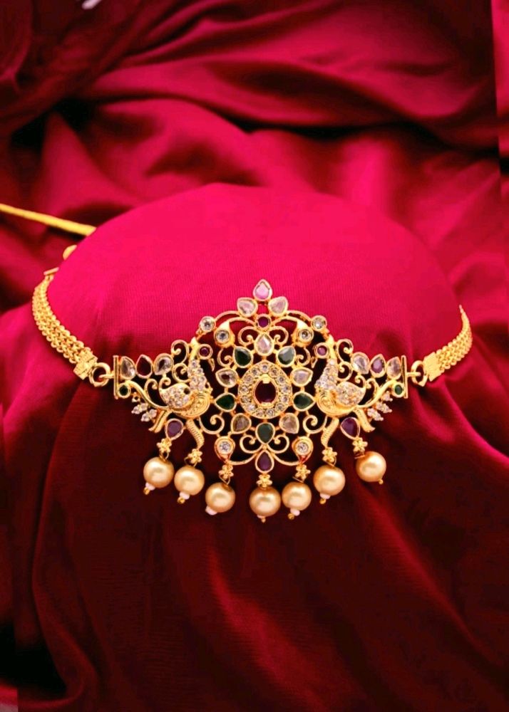 Stunning Gold-Plated Peacock Choker Necklace