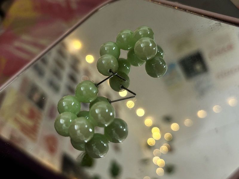 Green Beaded Dangle Earrings