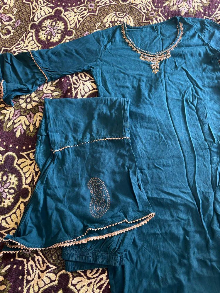 Teal Embroidered Salwar Kameez Suit