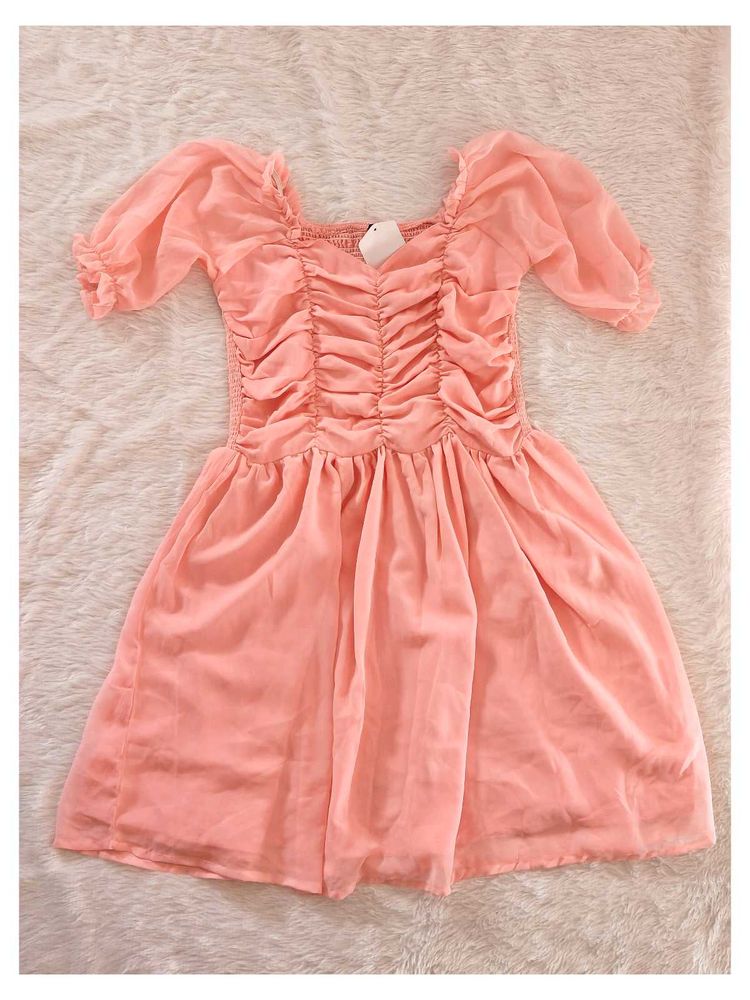 Peach Ruffle Dress