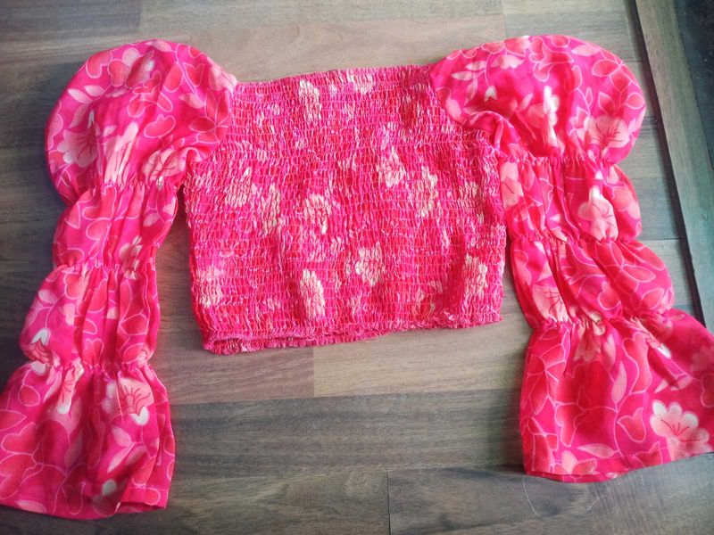 Pink Floral Crop Top