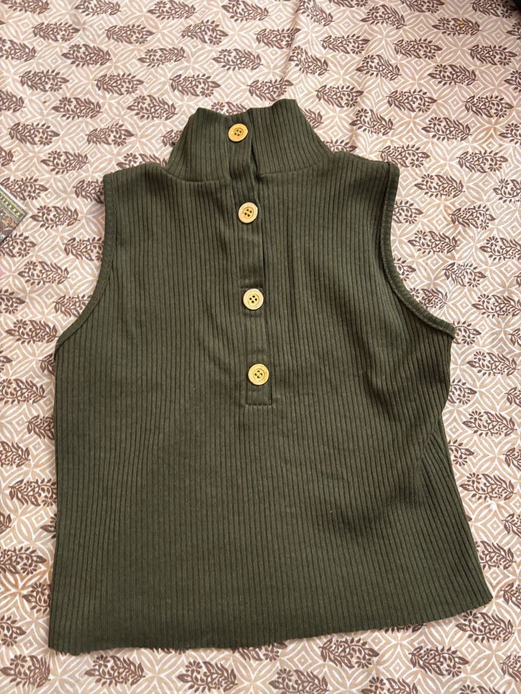 Olive Green Sleeveless Top