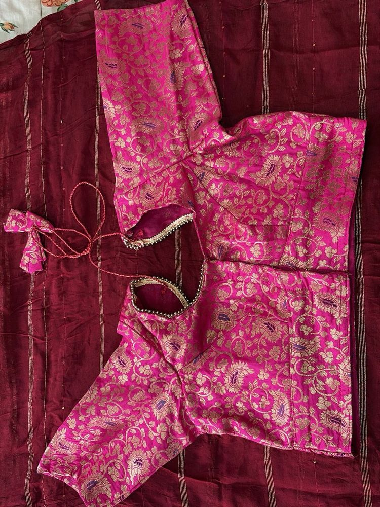 Pink Brocade Blouse