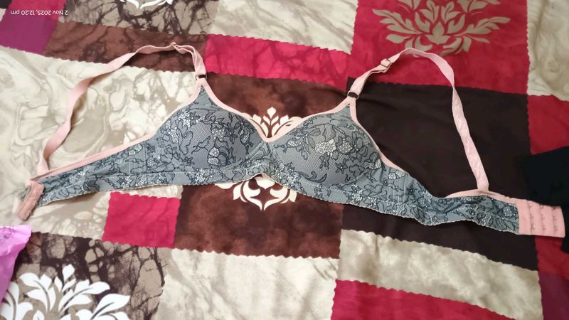 Floral Print Bra with Black