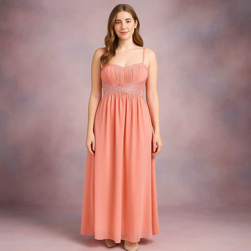 Elegant Coral Maxi Dress