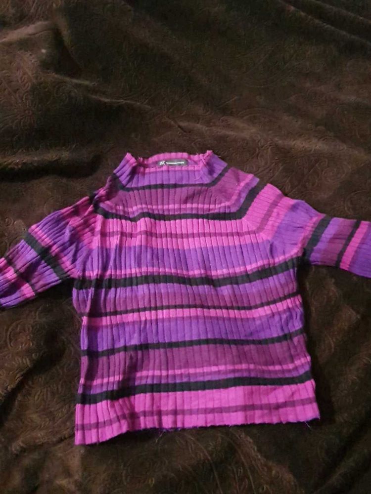 Woolen High Neck Top