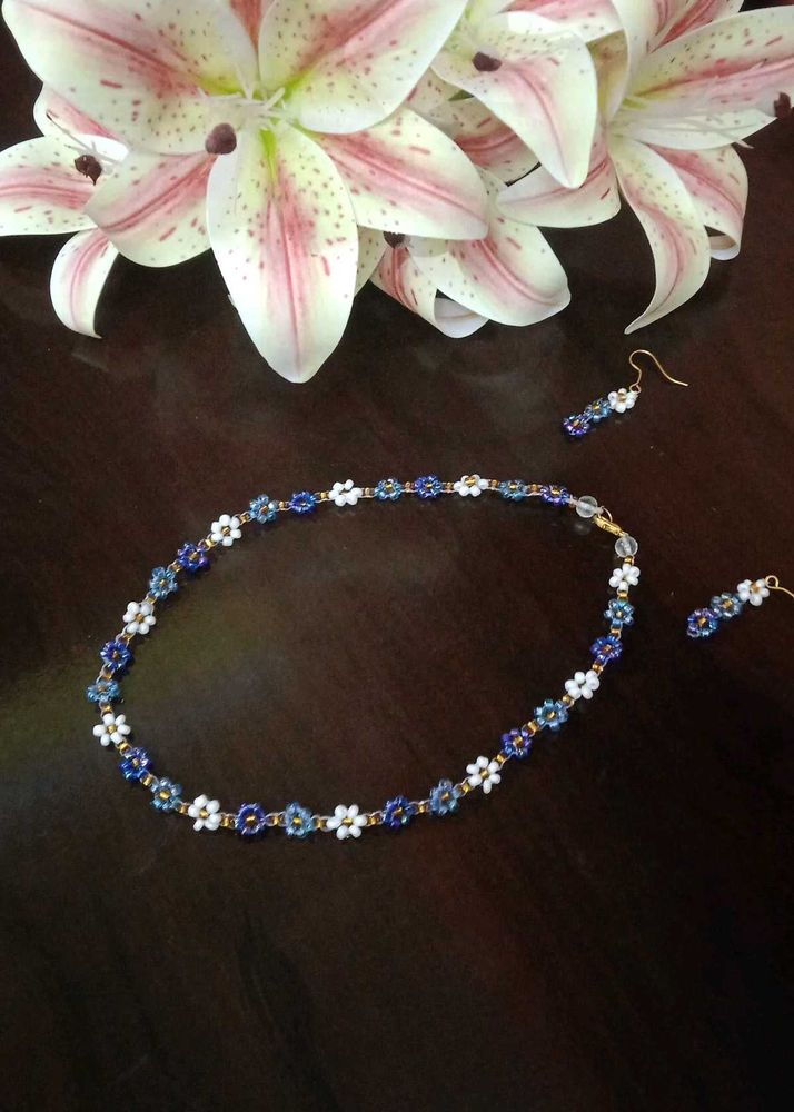 Ocean Flower Necklace &amp; Earrings