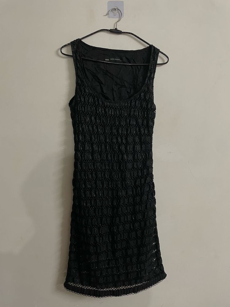 Zara Textured Dress Black