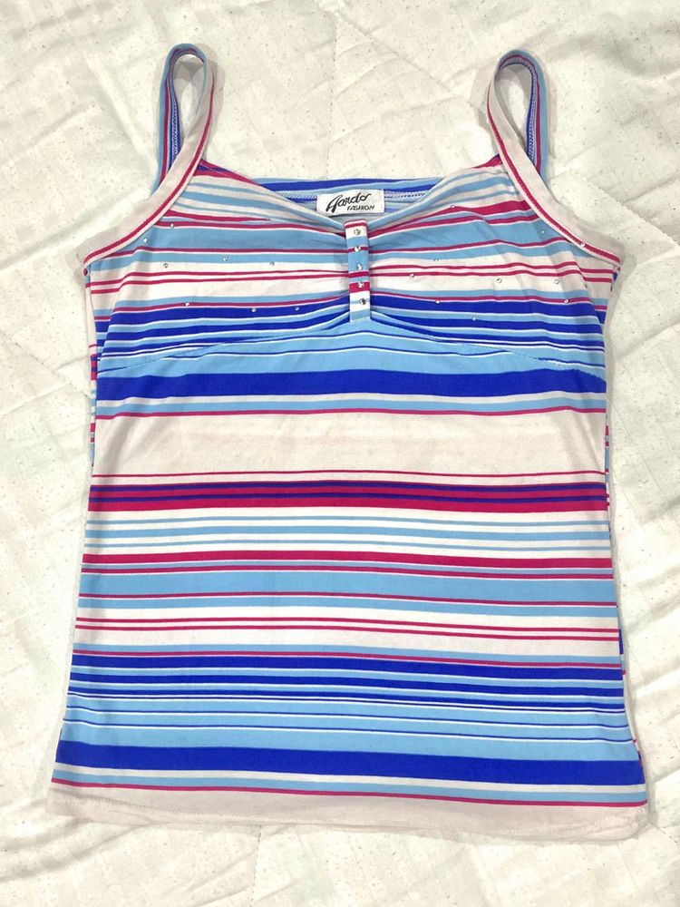 Y2K Rhinestone Candy Stripe Cami