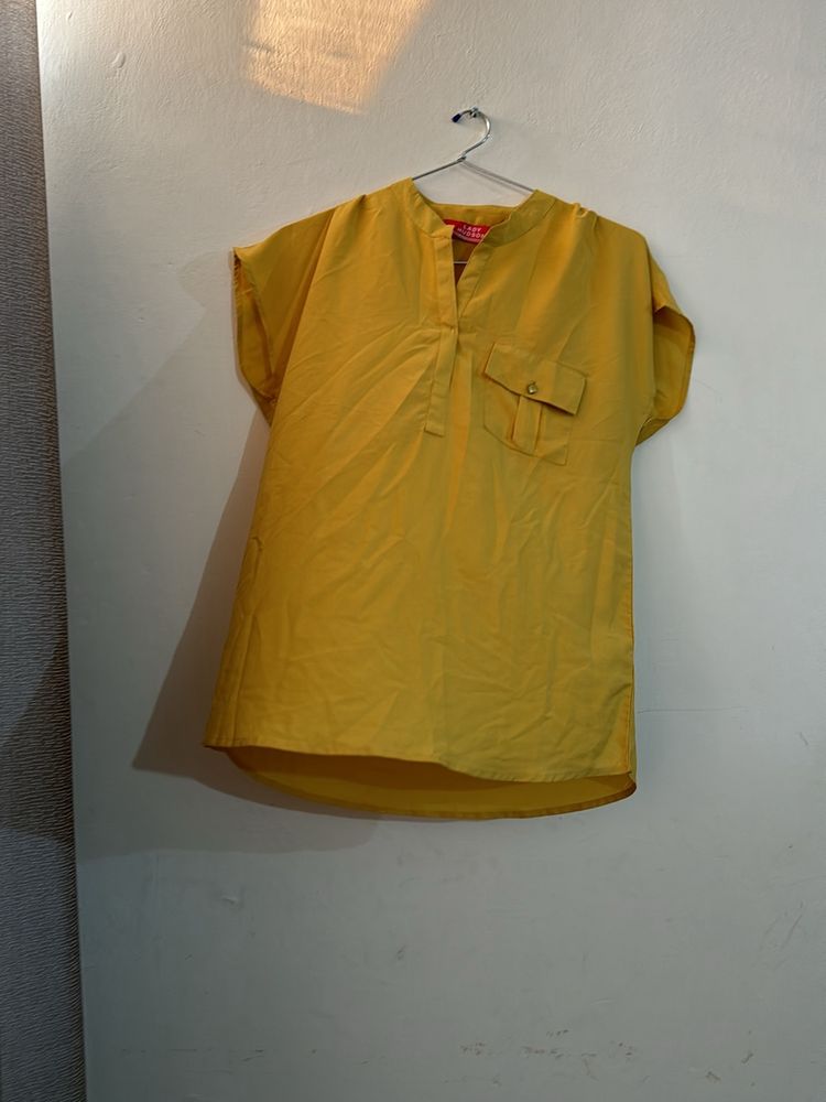 Mustard Sleeveless Shirt Or Top