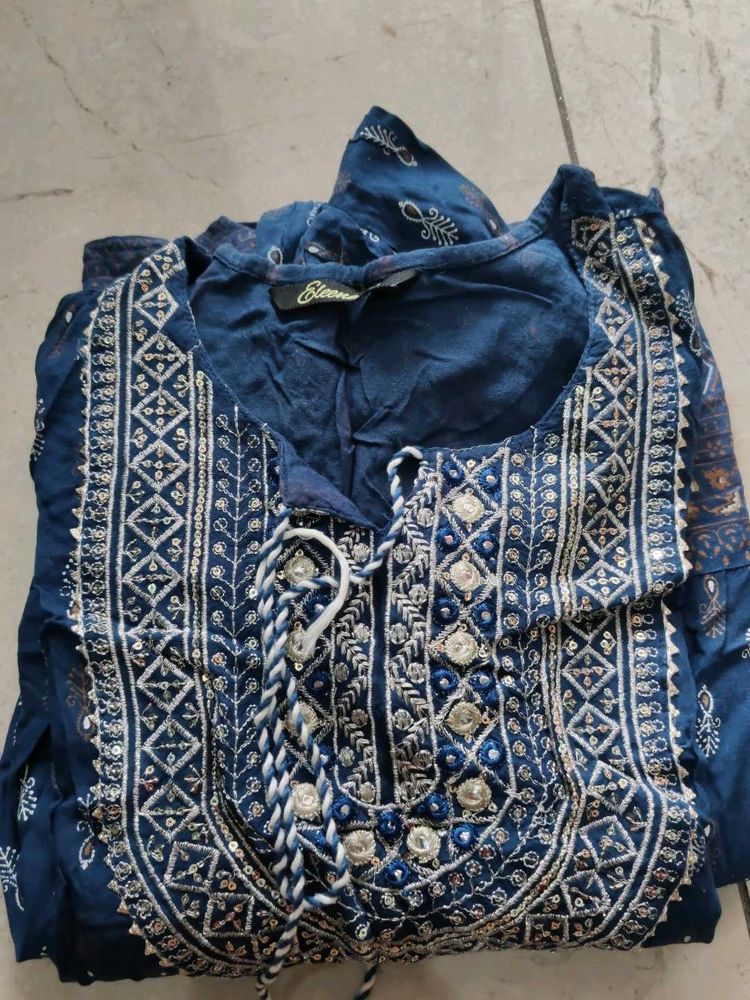 Teal Blue Used Kurti At Good Condition