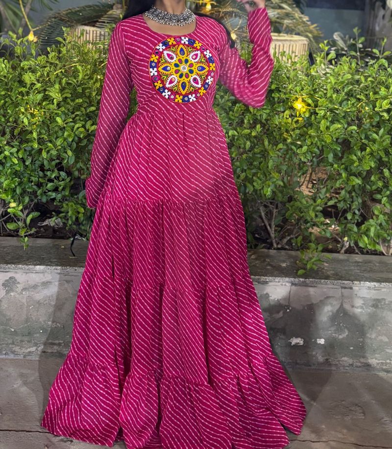 Pink Embroidered Ethnic Gown