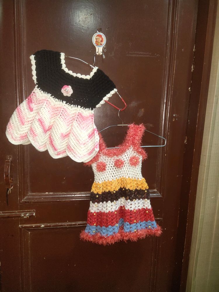 Winter Handknit Girl 1 Dress Only Pink