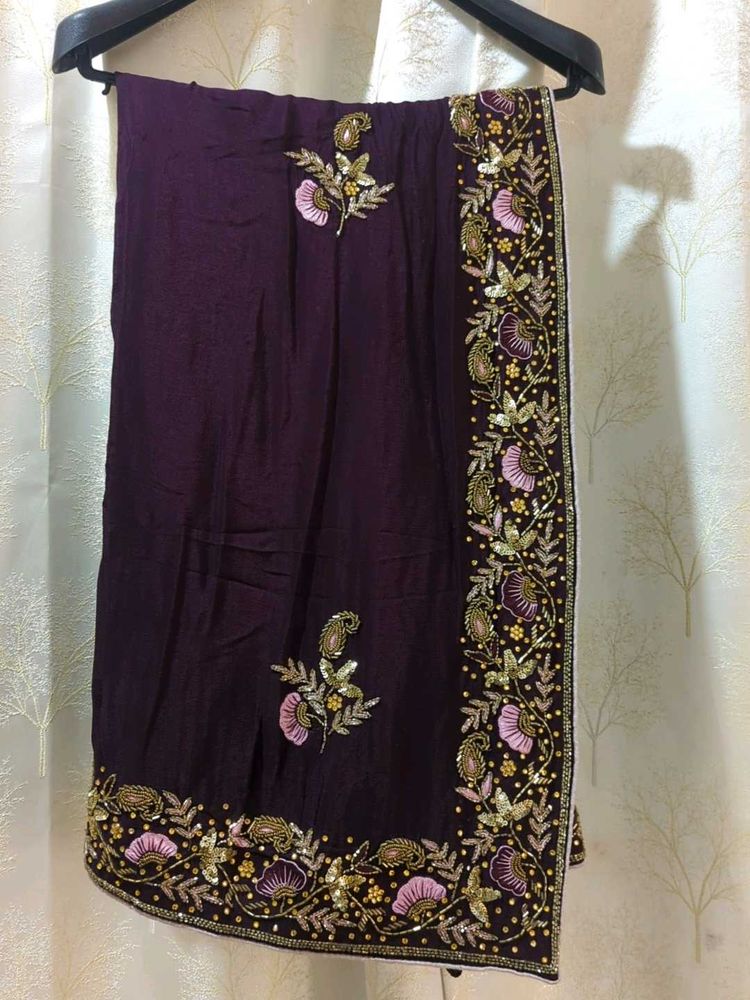 Purple Handwork Saree