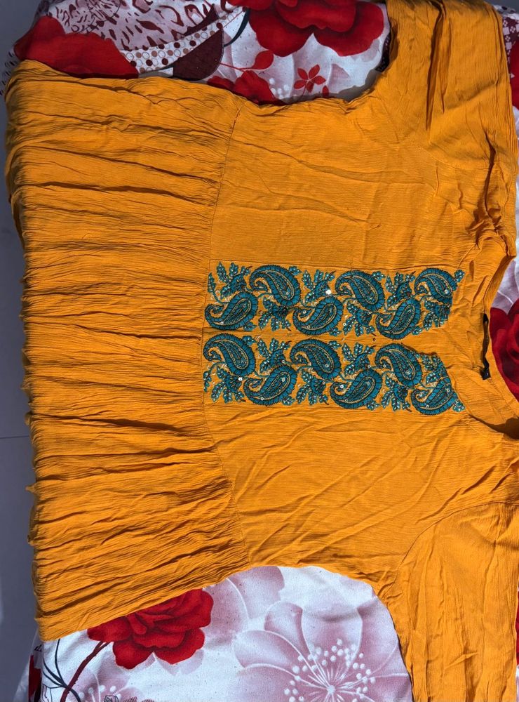 Orange Paisley Detail Top