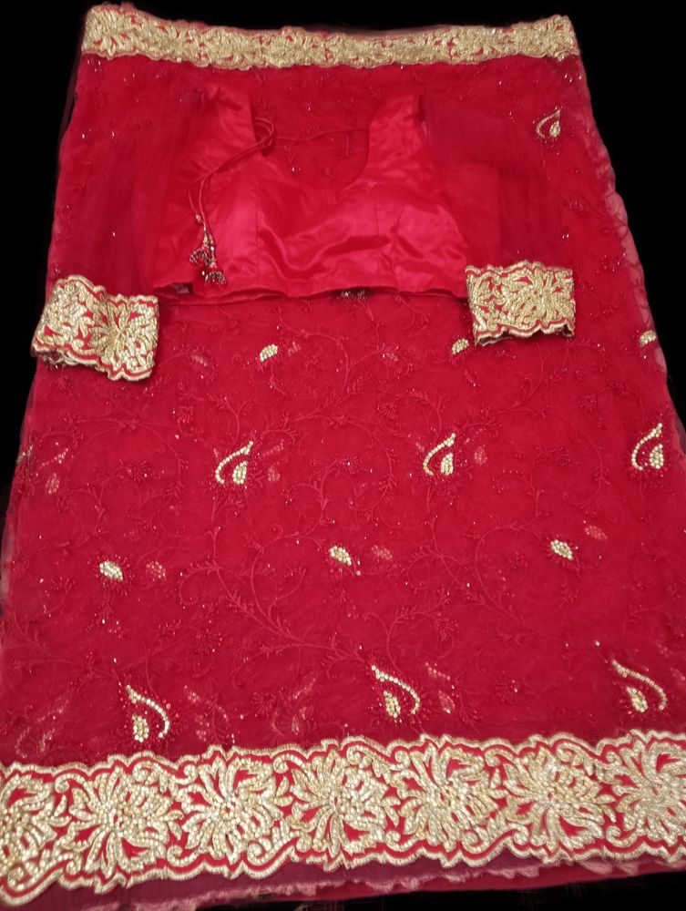 red colour soft net saree