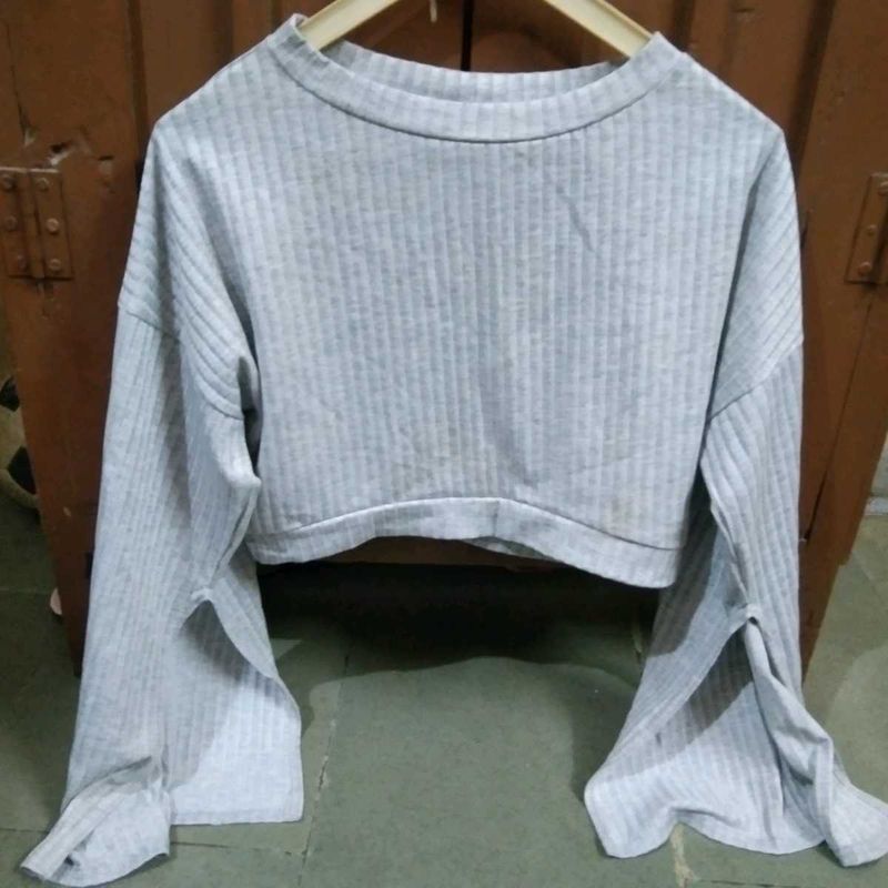Women&#39;s Drop shoulder Long Sleeve Crop Top