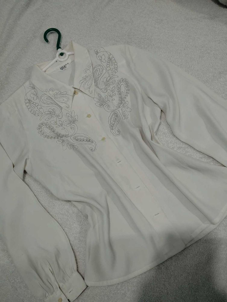 Elegant Embroidered White Blouse