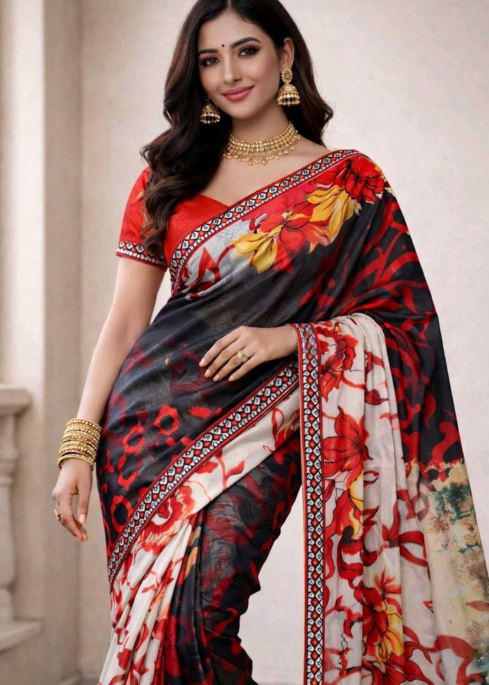 Elegant Floral Print Saree