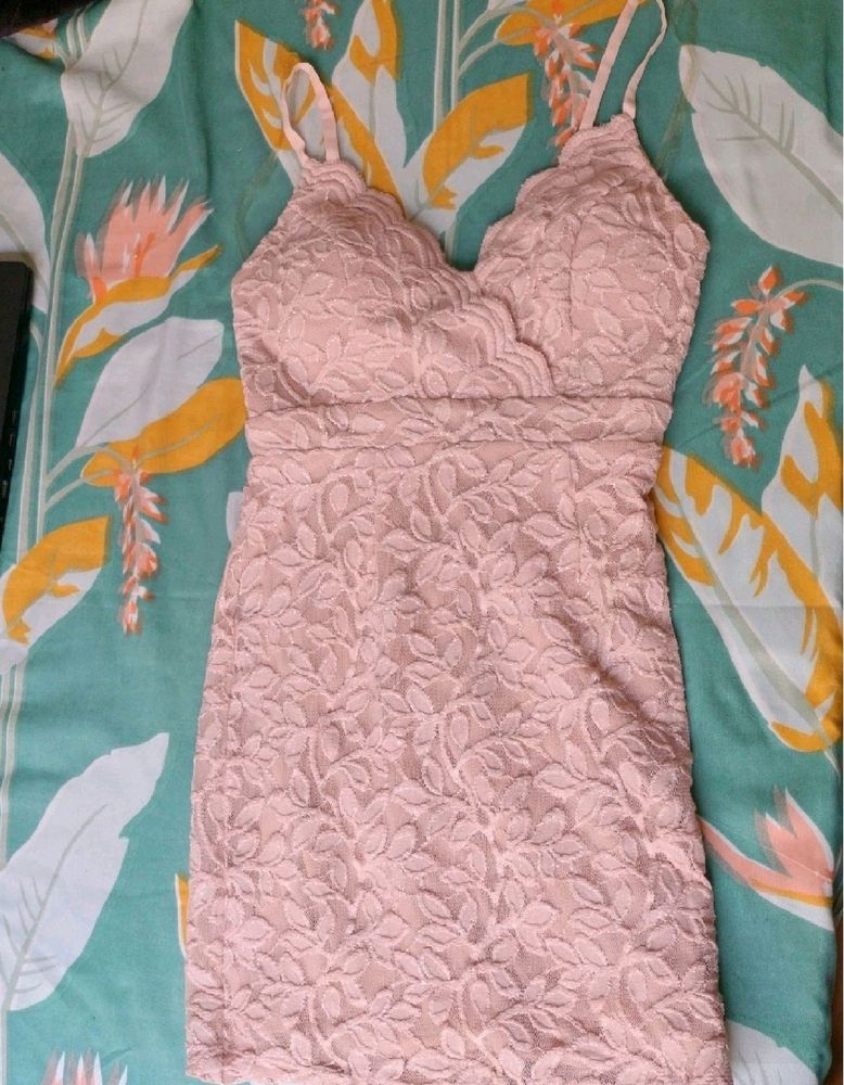 Pink Lace Mini Dress