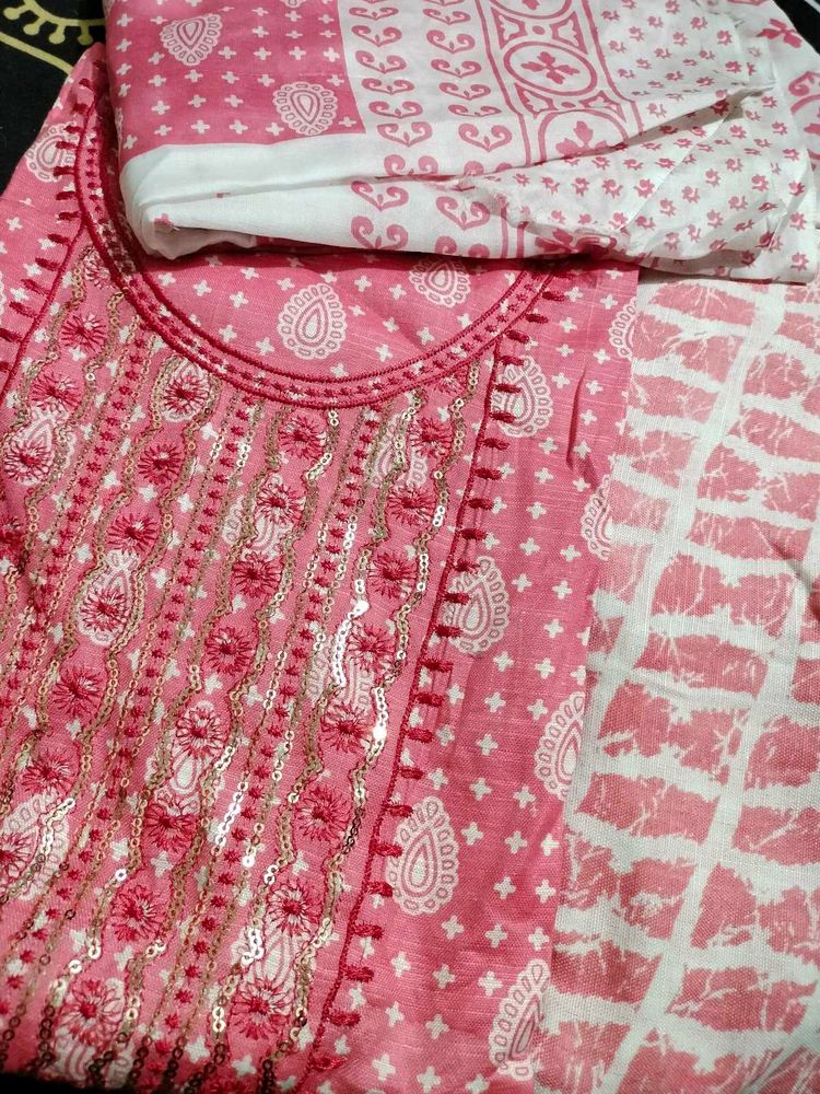 Embroidered Soft Cotton Suit