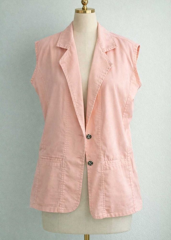 Vintage Pink Sleeveless Blazer/Vest with pockets