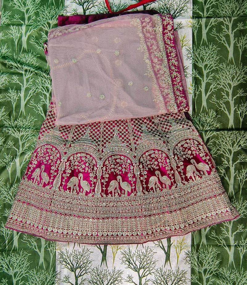 Red Wine Bridal Designer Unstiched Lehenga Choli Set