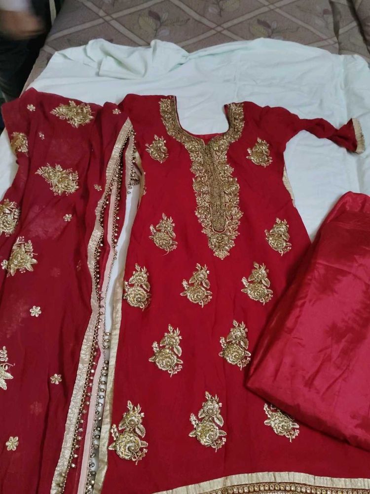 Red Colour Complete Dupatta Set
