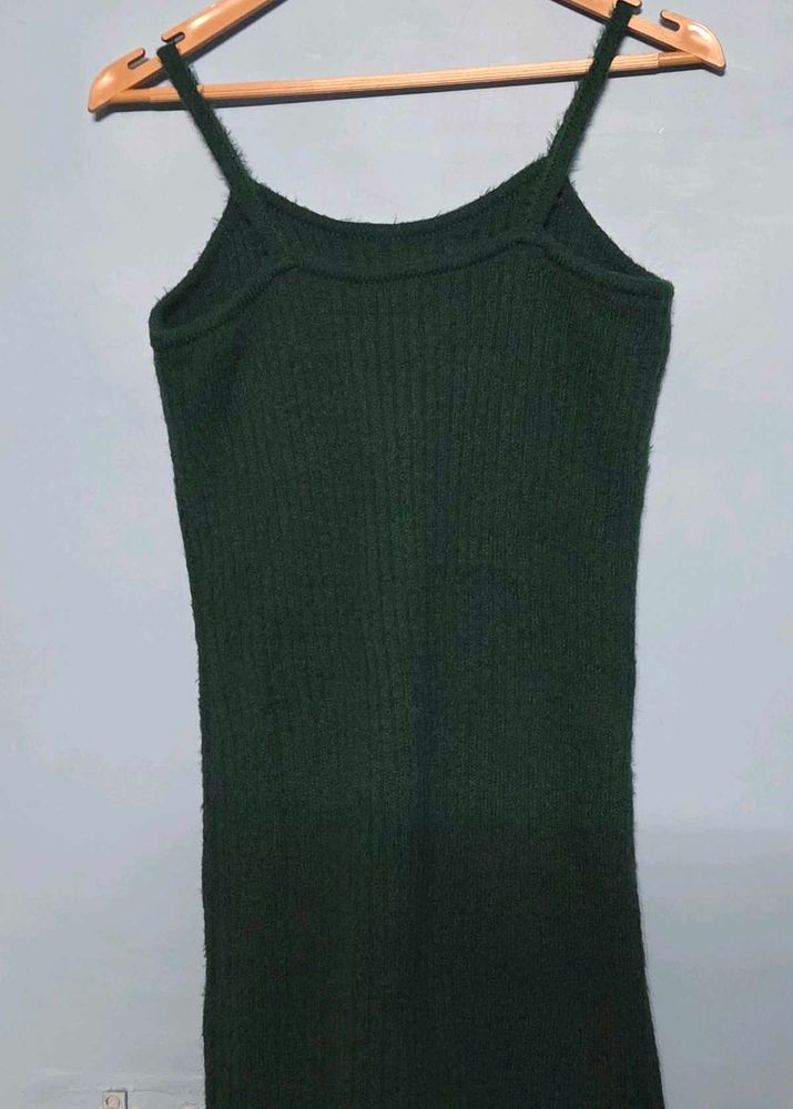 Dark Green Knit Slip Dress