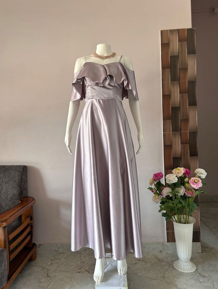 Mild Lavender Satin Gown