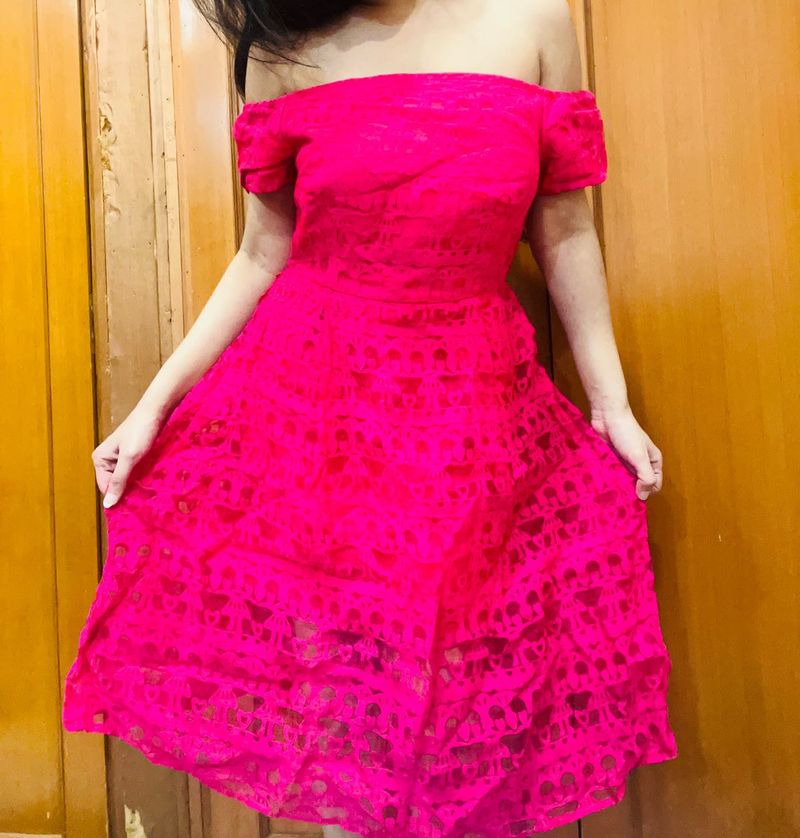 Pink Off-Shoulder Dress