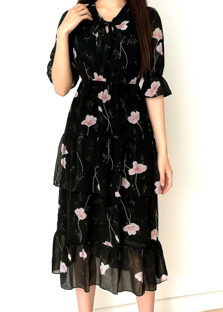Floral Midi Ruffle Dress