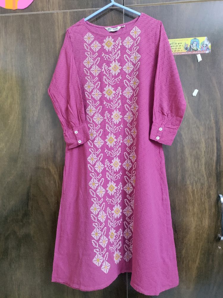 Dark Pink A Line Kurti