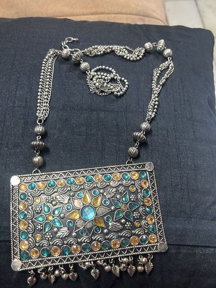 Statement Silver Tone Necklace