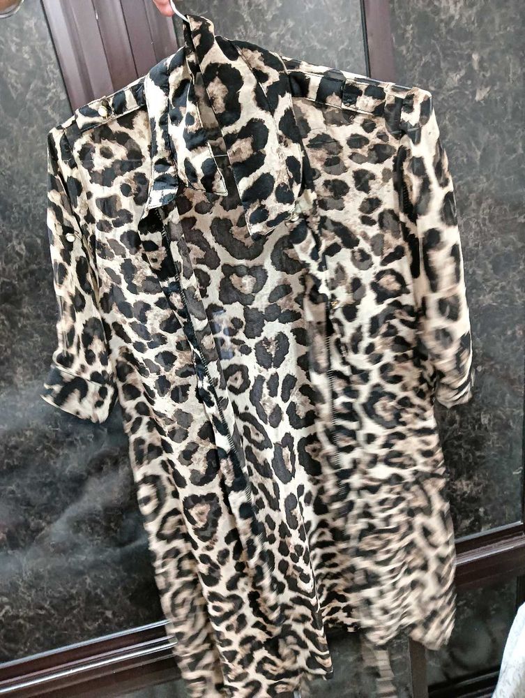 Leopard Print Long Shirt