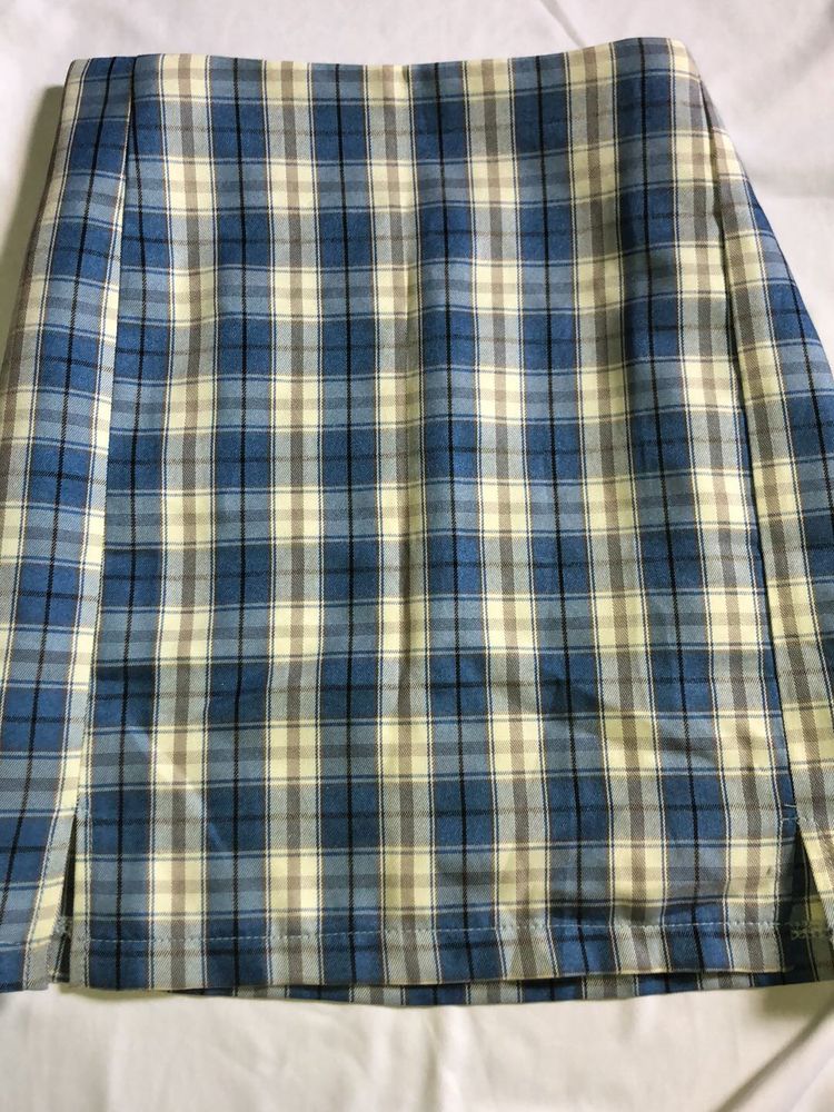 Blue Plaid Mini Skirt