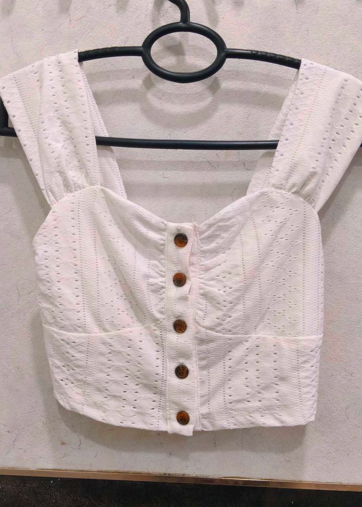 White Stretchable Crop Top