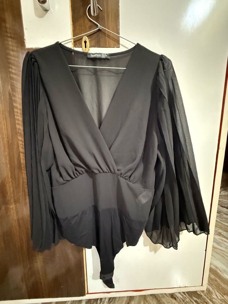 Boohoo Black Thong Top