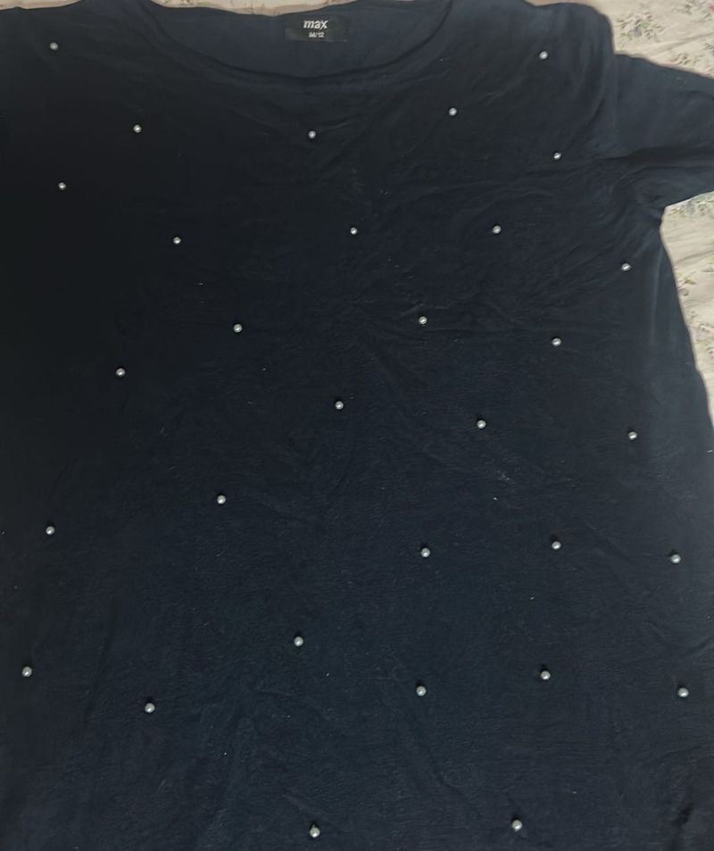 Black Embellished T-Shirt