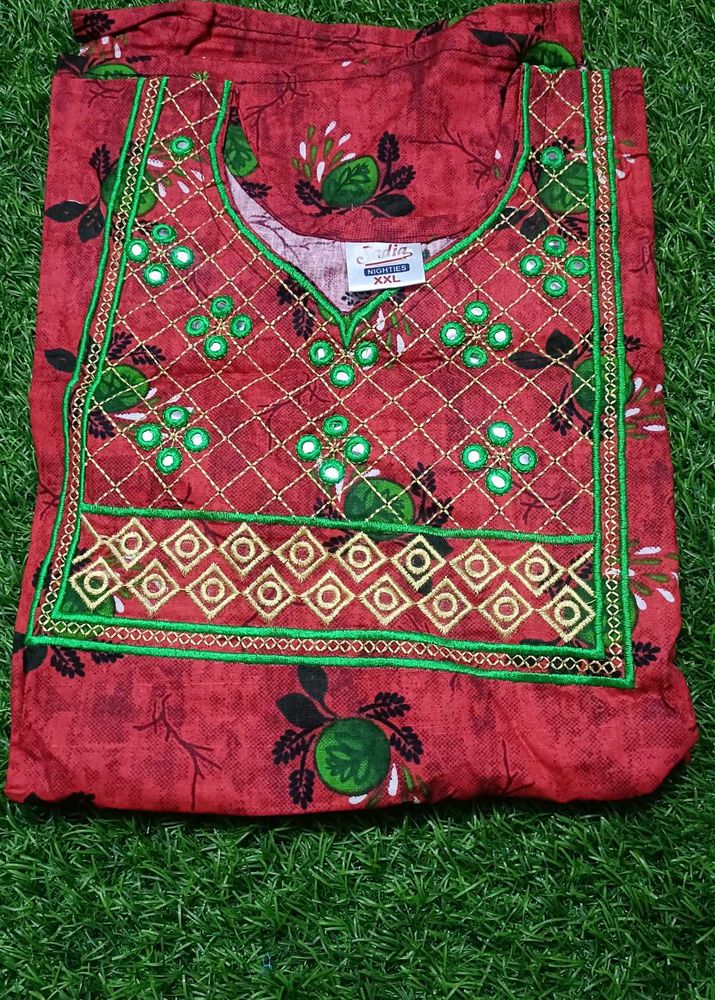 Floral Embroidery Nighty