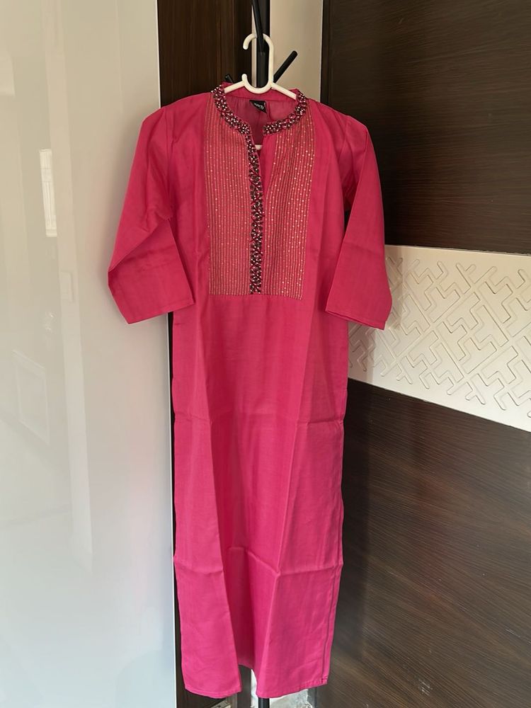 Pink Embellished Kurta