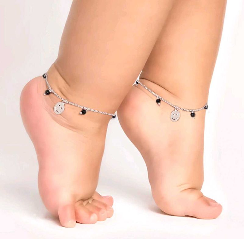 GIVA 925 Real Silver Kid Smily Charm Anklet