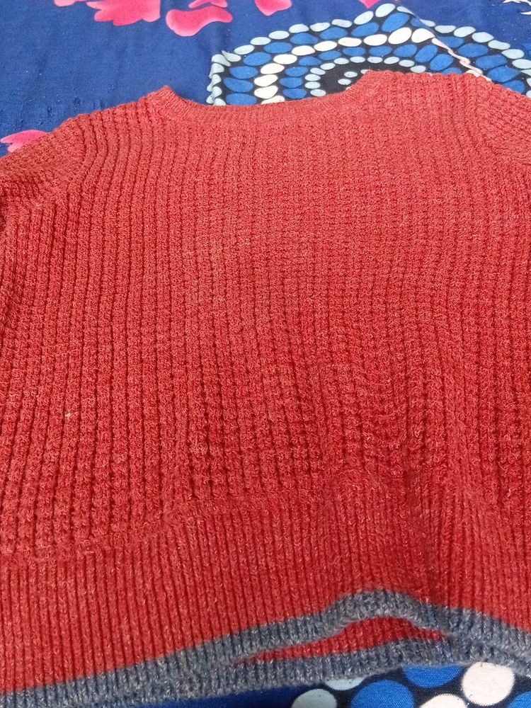Coral Knit Pullover Sweater