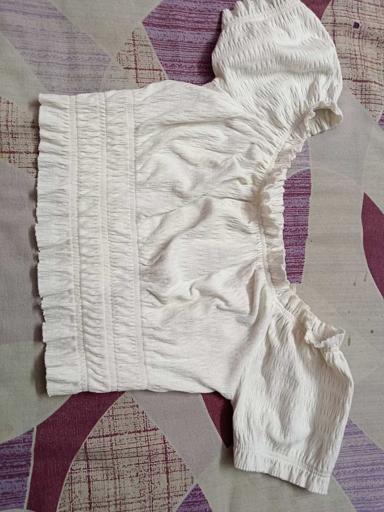 White Adjustable Off Shoulder Top