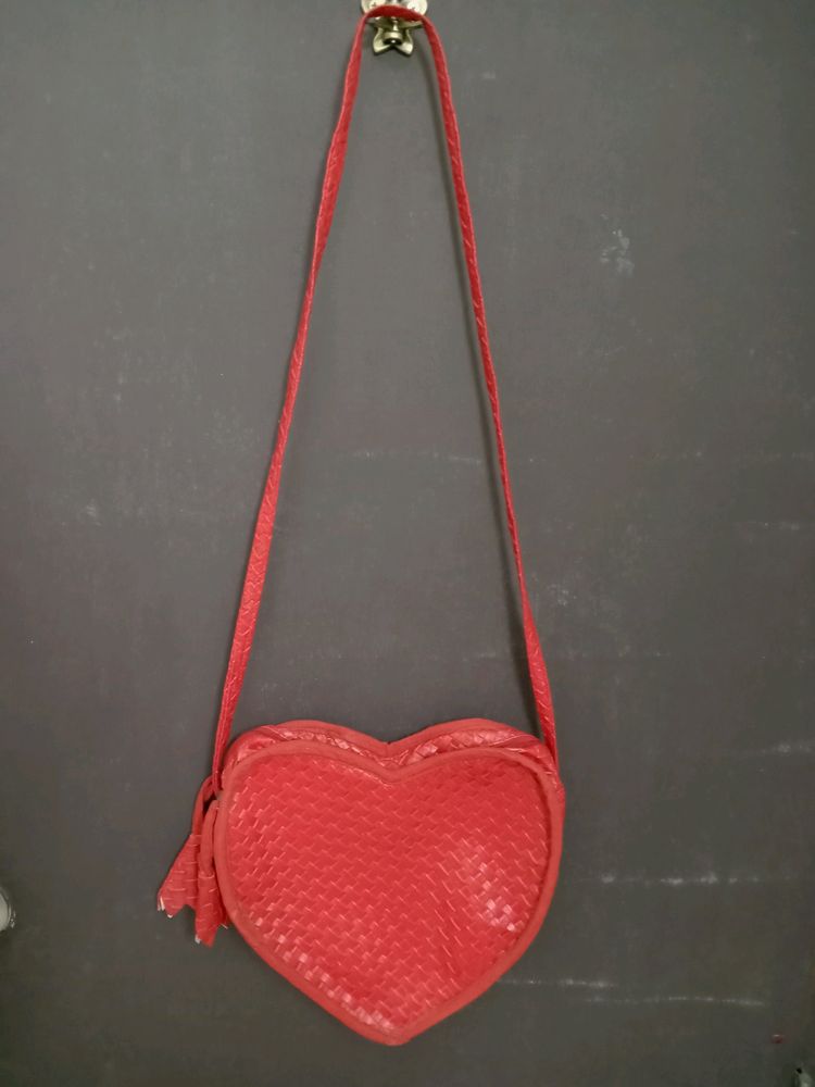 Red Heart Shaped Sling Bag