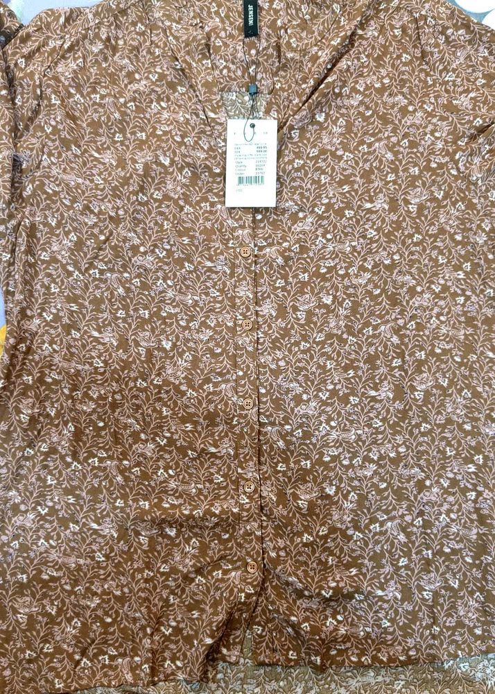 Brown Floral Print Shirt